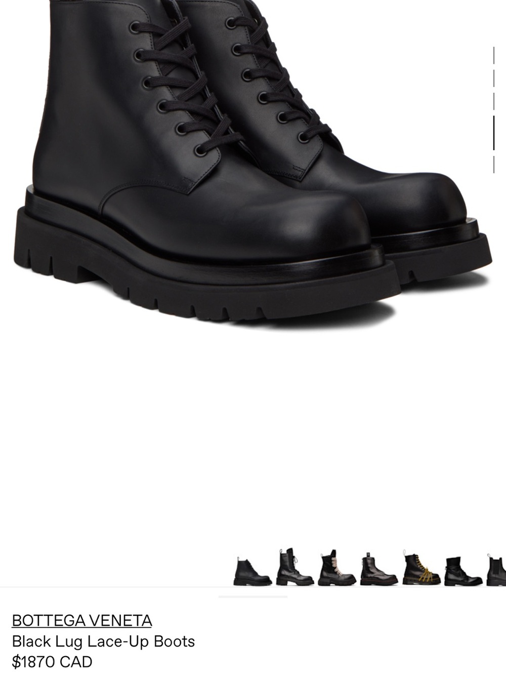 Bottega Veneta LUG Men's Black Leather Lace-Uu Boots